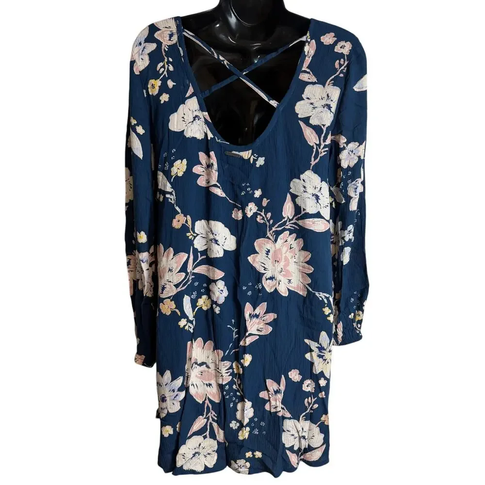 O'Neill Women Tunic Dress XS Extra Small Blue Floral Long Sleeve V-Neck NWT New - Picture 5 of 10